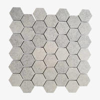 Hexagon Ivory White Travertine Mosaic Tile Stone Mosaic